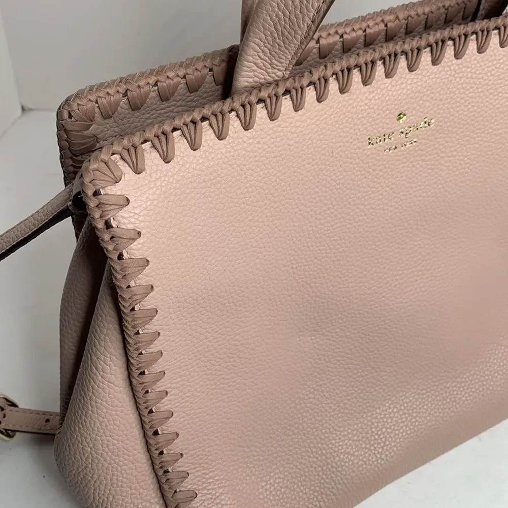 Kate Spade Knott pink/mauve pebbled leather whip-stitch satchel shoulder bag